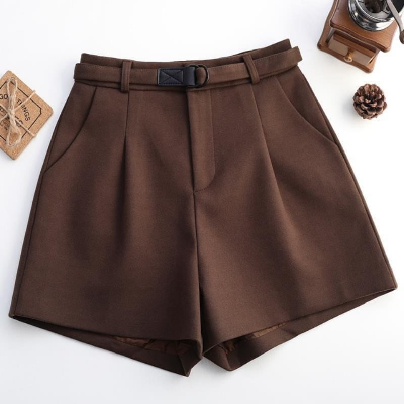 2022. aasta sügistalvine mood õhukesed ja soojad villased laia säärega lühikesed püksid, ühevärvilised vabaaja naiste naiste viiepunktilised saapapüksid