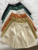 Moteriški vasariniai šortai pusiau elastingu juosmeniu, laisvalaikio aukštu juosmeniu madingi šortai vienspalviai, laisvi sportiniai medvilniniai šortai, moteriški