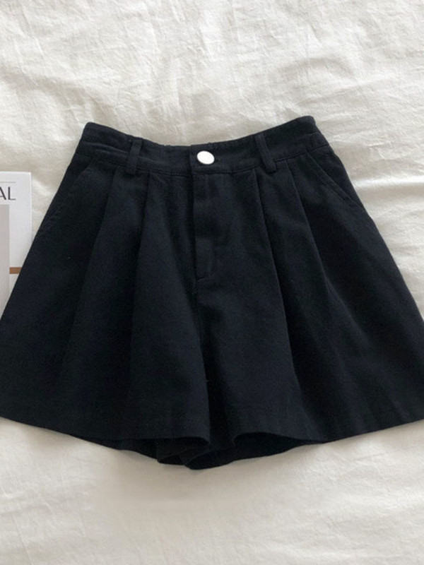 Moteriški vasariniai šortai pusiau elastingu juosmeniu, laisvalaikio aukštu juosmeniu madingi šortai vienspalviai, laisvi sportiniai medvilniniai šortai, moteriški