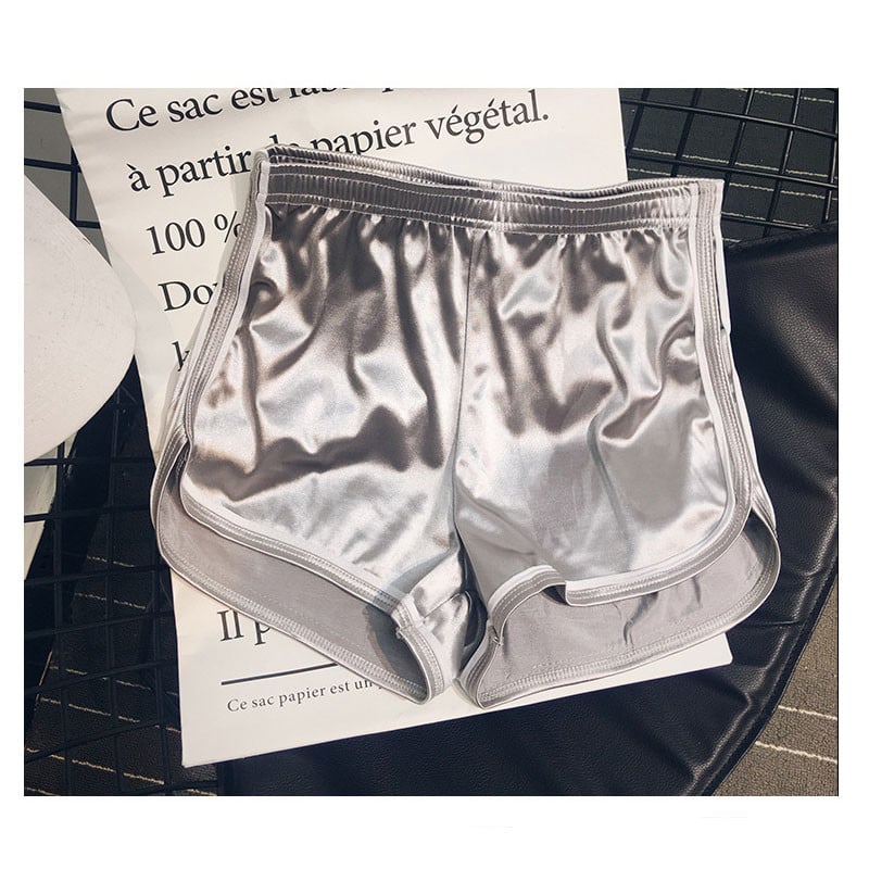 Sanderala naiste suvised seksikad satiinist siledad lühikesed püksid, suur XXL elastne, lõdva vöökoht, jooksva fitnessi õhukesed kuumad soliidsed rõivad