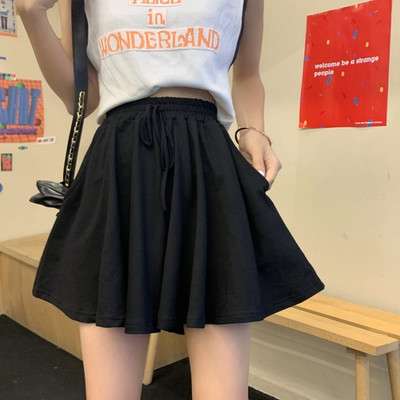 Moteriški šortai, puikūs madingi vasariniai Ulzzang plačiomis kojomis Vasaros prašmatnios mielos mergaičių trumpos, universalios kišeninės, aukšto liemens moteriškos