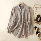Cămașă casual în dungi cu guler clasic pentru femei