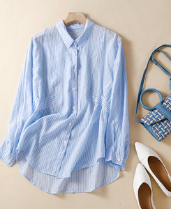 Cămașă casual în dungi cu guler clasic pentru femei