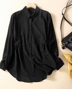 Cămașă casual în dungi cu guler clasic pentru femei