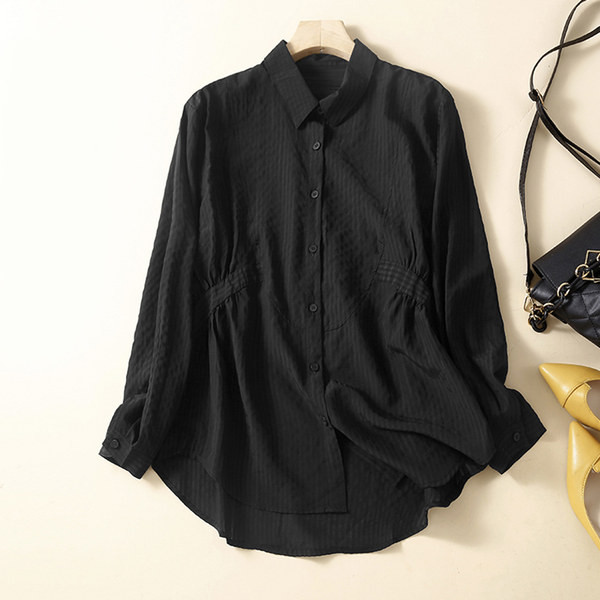 Cămașă casual în dungi cu guler clasic pentru femei