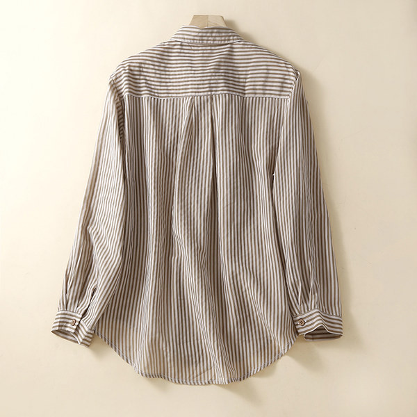 Cămașă casual în dungi cu guler clasic pentru femei