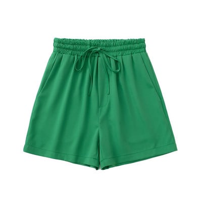 TRAF Moteriški trumpi laisvalaikio vienspalviai paprasti elastiniai juosmens kelnės raišteliai Laisvos gatvės kasdienės paplūdimio mados vasaros moteriški drabužiai