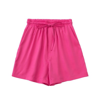 TRAF Moteriški trumpi laisvalaikio vienspalviai paprasti elastiniai juosmens kelnės raišteliai Laisvos gatvės kasdienės paplūdimio mados vasaros moteriški drabužiai