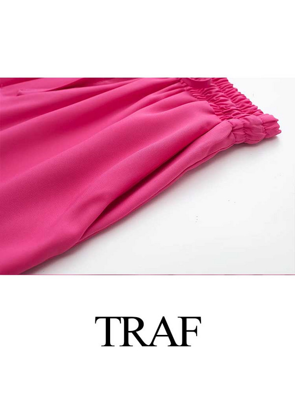 TRAF Moteriški trumpi laisvalaikio vienspalviai paprasti elastiniai juosmens kelnės raišteliai Laisvos gatvės kasdienės paplūdimio mados vasaros moteriški drabužiai