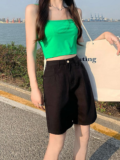 GUUZYUVIZ Laisvalaikio šortai aukštu liemeniu Džinsai Moteriškas vasarinis trumpas moteriškas