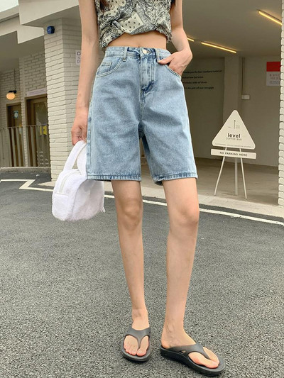 GUUZYUVIZ Laisvalaikio šortai aukštu liemeniu Džinsai Moteriškas vasarinis trumpas moteriškas