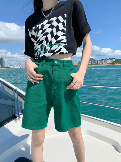 GUUZYUVIZ Laisvalaikio šortai aukštu liemeniu Džinsai Moteriškas vasarinis trumpas moteriškas