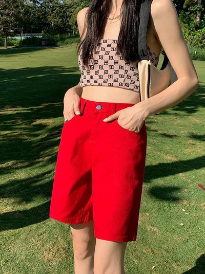 GUUZYUVIZ Laisvalaikio šortai aukštu liemeniu Džinsai Moteriškas vasarinis trumpas moteriškas