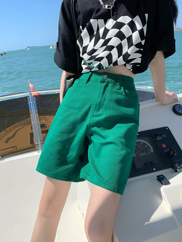 GUUZYUVIZ Laisvalaikio šortai aukštu liemeniu Džinsai Moteriškas vasarinis trumpas moteriškas