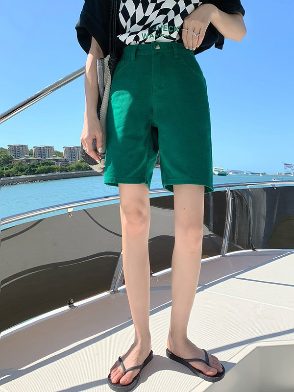 GUUZYUVIZ Laisvalaikio šortai aukštu liemeniu Džinsai Moteriškas vasarinis trumpas moteriškas