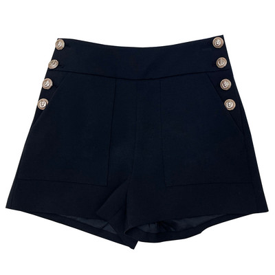 Suvised uusmood Kõik sobivad retrokvaliteediga sirgete taskutega püksid Populaarsed lihtsad kõrge vöökohaga naiste lühikesed püksid