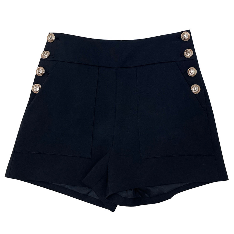 Suvised uusmood Kõik sobivad retrokvaliteediga sirgete taskutega püksid Populaarsed lihtsad kõrge vöökohaga naiste lühikesed püksid