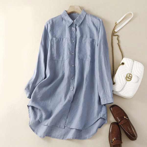 Női ing klasszikus gallérral és zsebbel