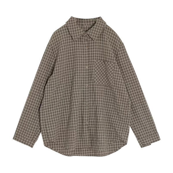 Cămașă în carouri - model larg cu nasturi