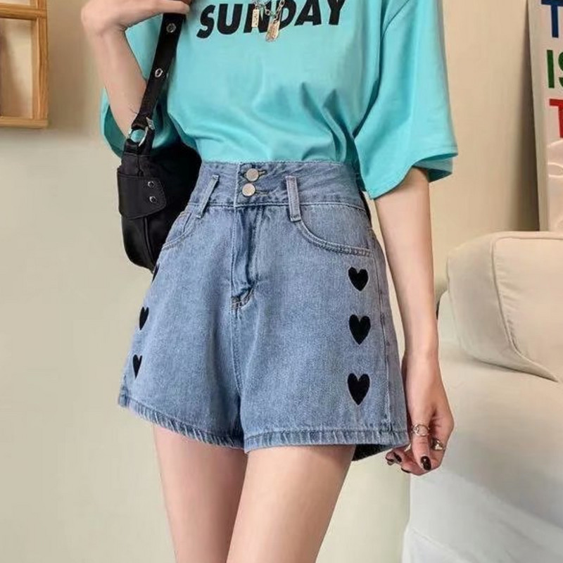 Feynzz modne nove ljetne ženske kratke traper hlače s dugmadima visokog struka Ležerne ženske široke plave traper kratke hlače