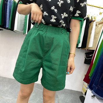 Καλοκαιρινό σορτς μόδας για γυναίκες Ψηλόμεσο βαμβακερό casual μαύρο πράσινο λευκό ελαστικό φαρδύ πόδι κοντά γυναικεία ρούχα