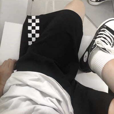 Női rövidnadrág Patchwork egyenes nadrág Teljesen passzoló uniszex koreai stílusú Empire Retro táskás alkalmi diák elegáns alsó Harajuku BF