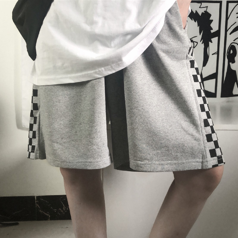 Női rövidnadrág Patchwork egyenes nadrág Teljesen passzoló uniszex koreai stílusú Empire Retro táskás alkalmi diák elegáns alsó Harajuku BF