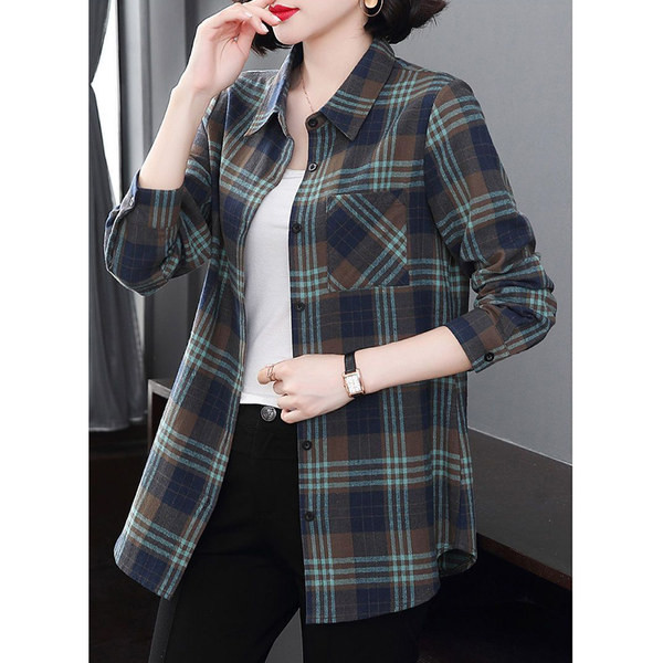 Karirana košulja širokog uzorka s gumbima