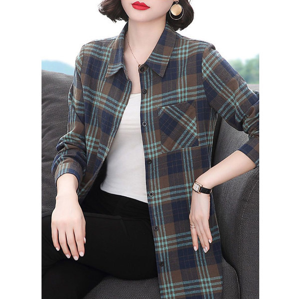 Karirana košulja širokog uzorka s gumbima