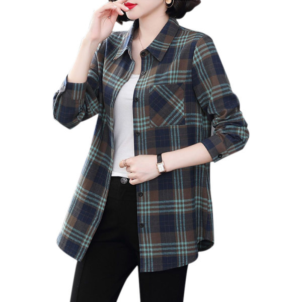 Karirana košulja širokog uzorka s gumbima