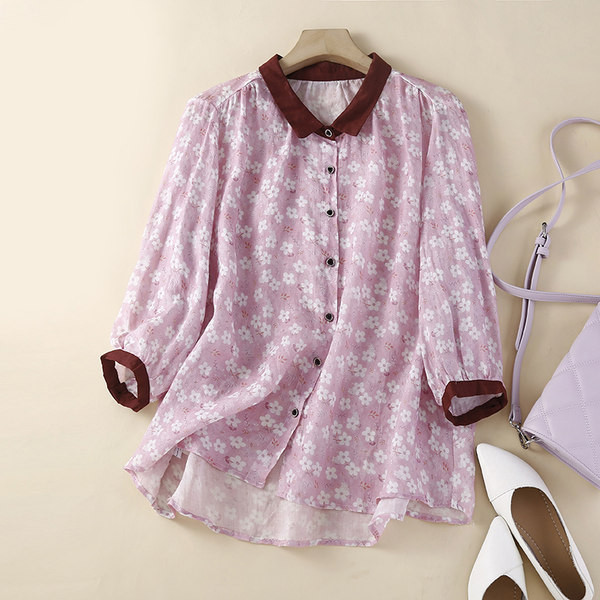 Novi model ženske asimetrične košulje sa cvjetnim uzorkom