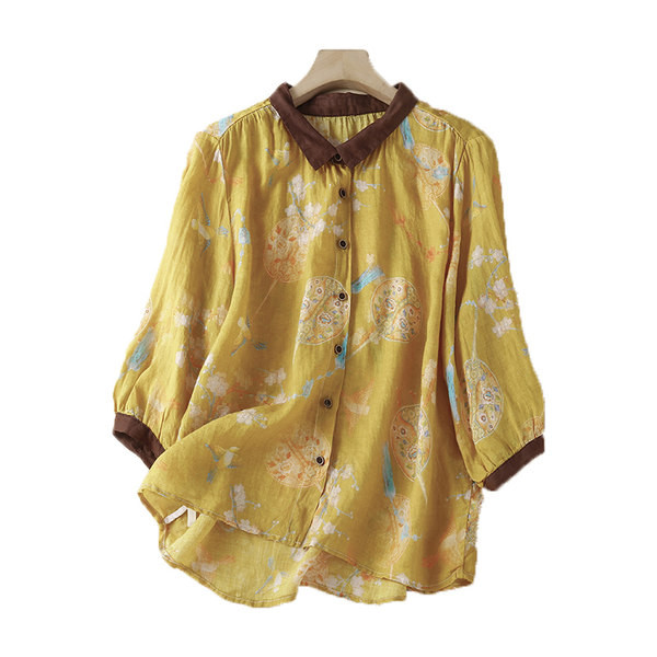 Novi model ženske asimetrične košulje sa cvjetnim uzorkom