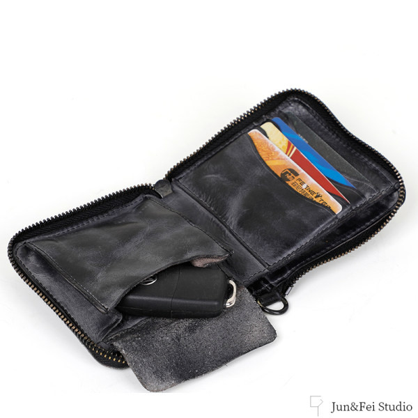 Muški vintage novčanik od eko kože sa patentnim zatvaračem