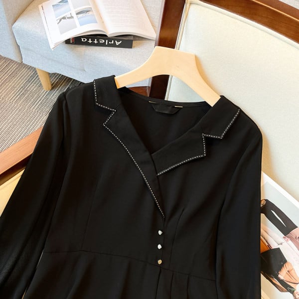 Elegantne pikkade varrukatega v-kaelusega särk naistele