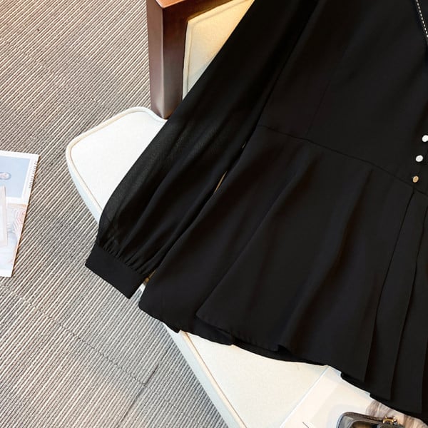 Elegantne pikkade varrukatega v-kaelusega särk naistele