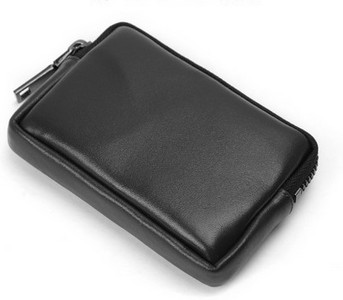 Portofel mic pentru bărbați cu fermoar de culoare neagră