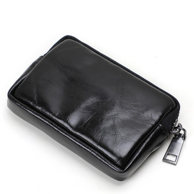 Portofel mic pentru bărbați cu fermoar de culoare neagră