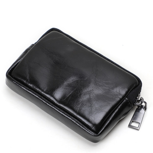 Portofel mic pentru bărbați cu fermoar de culoare neagră