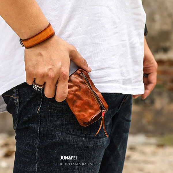 Naujo modelio odinė vyriška piniginė su užtrauktuku