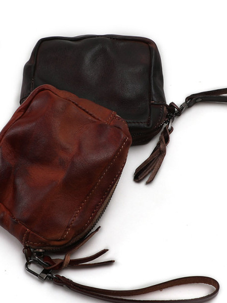 Retro muški novčanik od eko kože s patentnim zatvaračem i ručkom