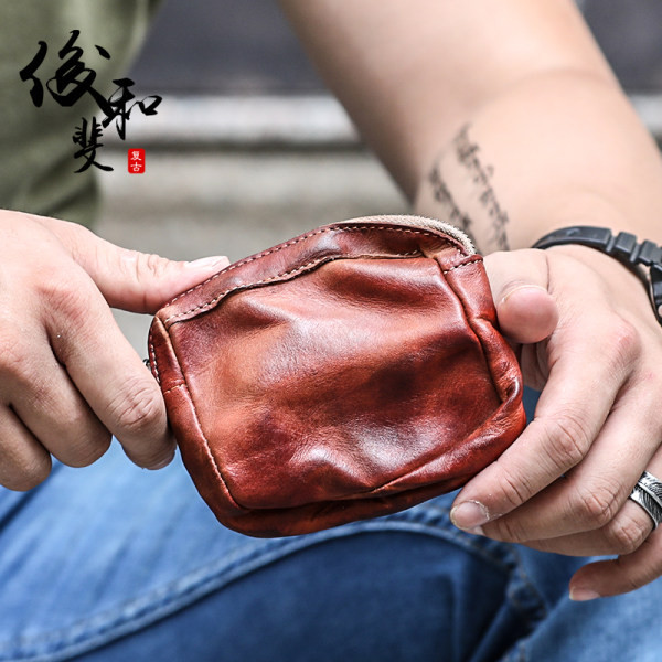 Retro muški novčanik od eko kože s patentnim zatvaračem i ručkom