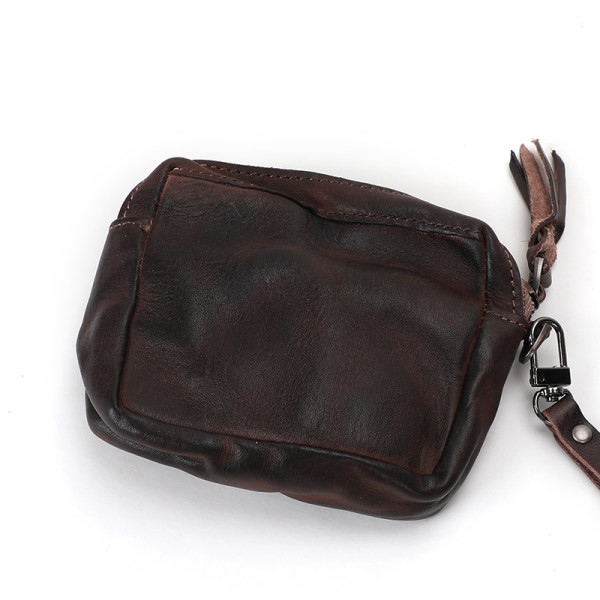 Retro muški novčanik od eko kože s patentnim zatvaračem i ručkom