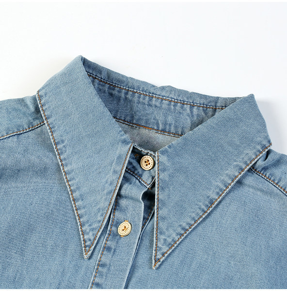 Taskutega vintage teksasärk naistele