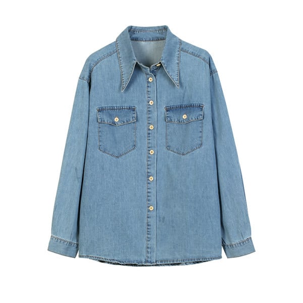 Taskutega vintage teksasärk naistele