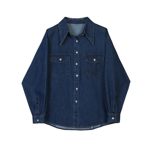 Taskutega vintage teksasärk naistele