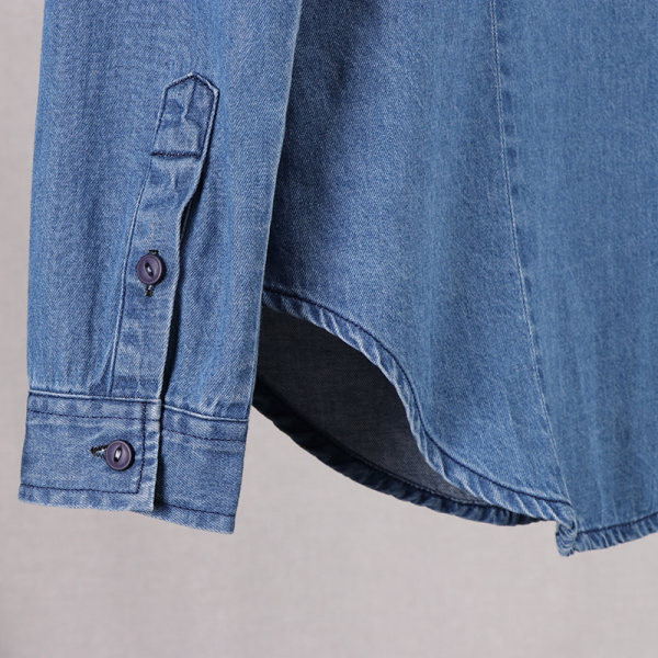 Naiste taskutega teksasärk - sinine värv