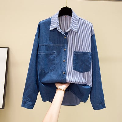 Naujo modelio moteriški marškiniai su klasikine apykakle ir kišenėmis