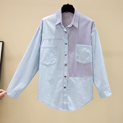 Naujo modelio moteriški marškiniai su klasikine apykakle ir kišenėmis