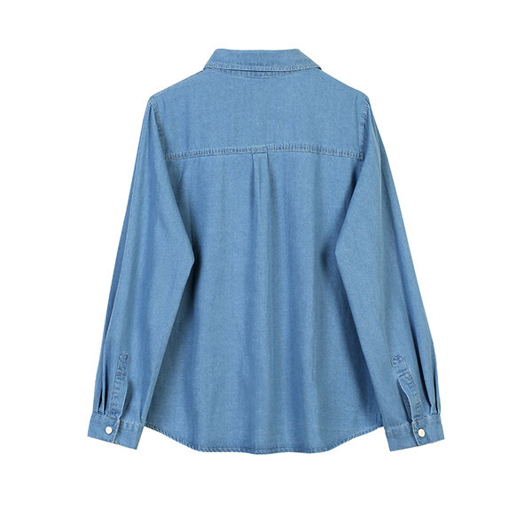 Cămașă de damă din denim cu buzunar