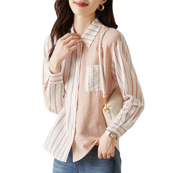 Triibuline särk nööpide ja taskuga